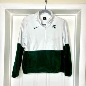 Nike fleece dri fit 3/4 zip green and white Spartan long sleev